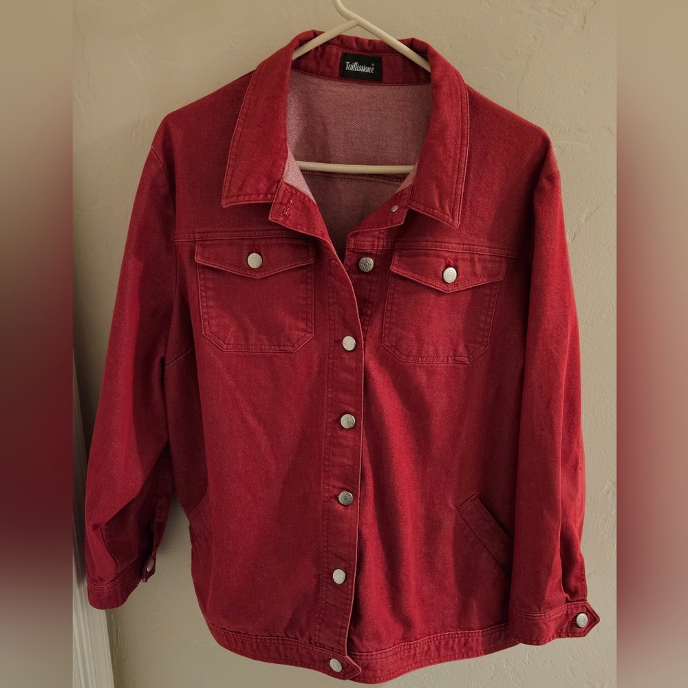 LADIES Red Denim Jacket Tailissime Size 24